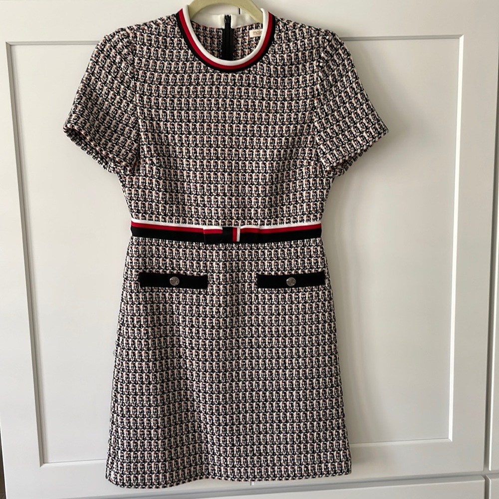 Maje Stripped Bow Tweed Mini Dress Size 36